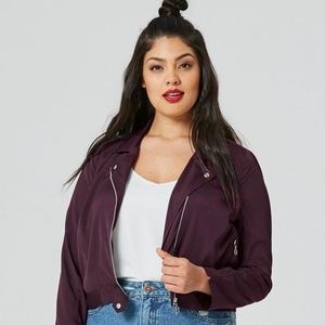 Moto biker berry colored asos jacket sz 26 NWT